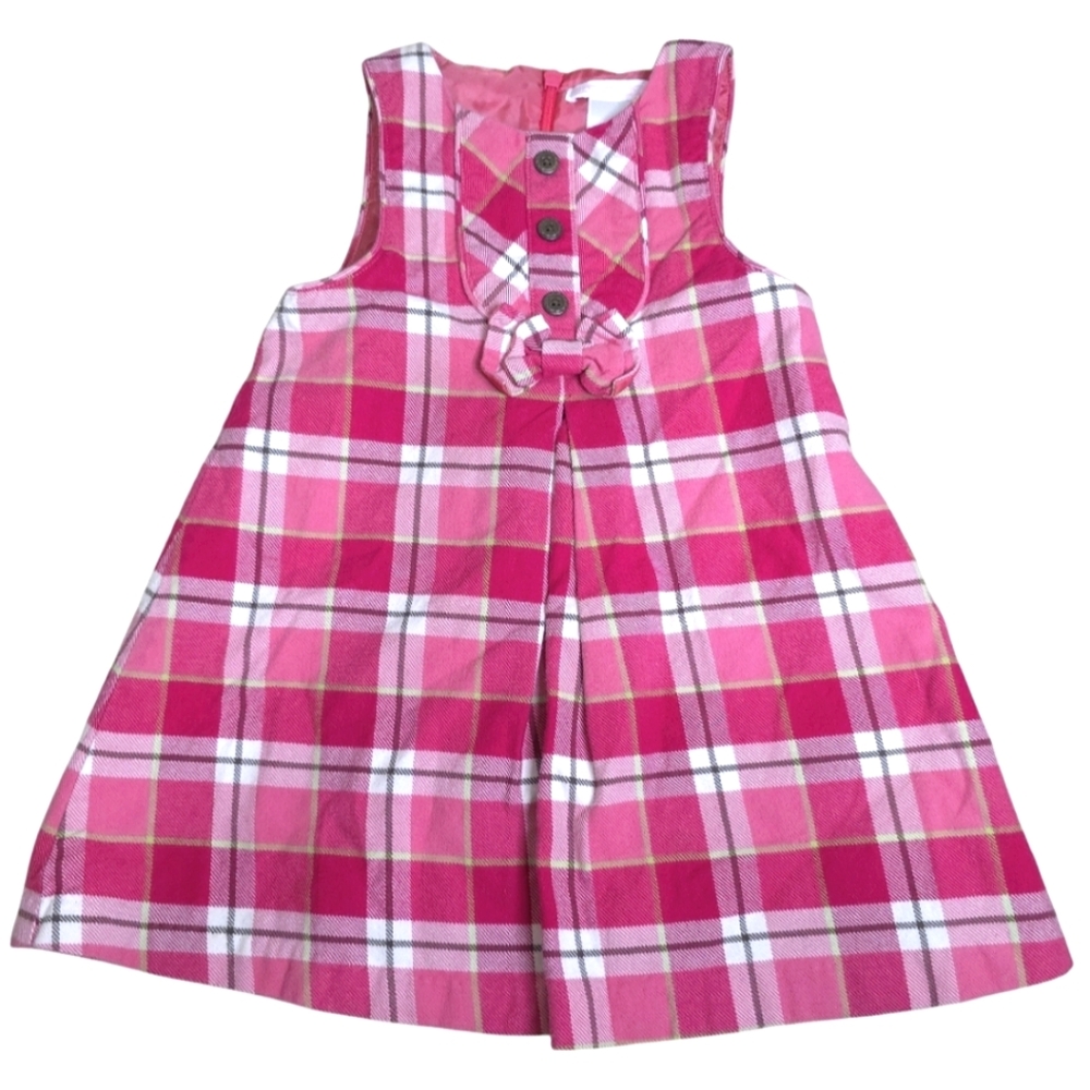 Janie & Jack Pink Plaid Flannel A-Line Dress Toddler Girls' Size 18-24 Months